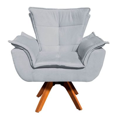 Poltrona Sala de Estar Giratória MM30 Opala Suede Cinza D03 - D'Rossi