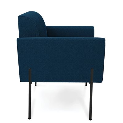 Poltrona Sala de Estar Pé Ferro Preto Marisa Bouclê Azul D03 - D'Rossi