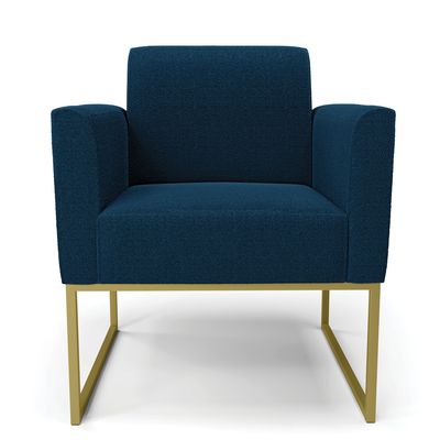 Poltrona Sala de Estar Industrial Dourado Marisa Bouclê Azul D03 - D'Rossi