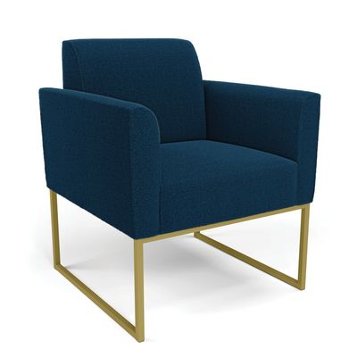 Poltrona Sala de Estar Industrial Dourado Marisa Bouclê Azul D03 - D'Rossi