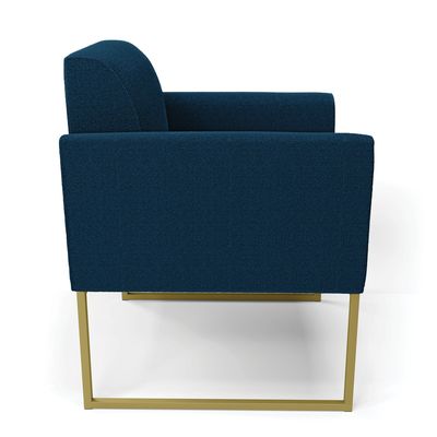 Poltrona Sala de Estar Industrial Dourado Marisa Bouclê Azul D03 - D'Rossi