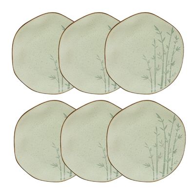 Conjunto 6 Pratos Raso 27,5 cm Ryo Bambu Porcelana Oxford