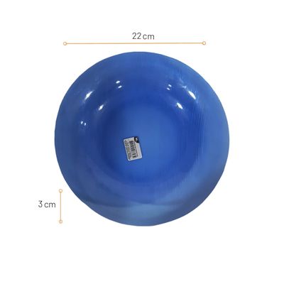 Prato Fundo de Vidro Diamante Sky Azul 22cm 12 Unidades - Nadir 5838