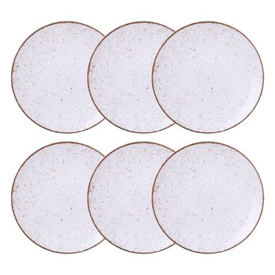 Jogo de Pratos Rasos 6 Pcs Rústico 25 cm Porcelana Decorada Tramontina