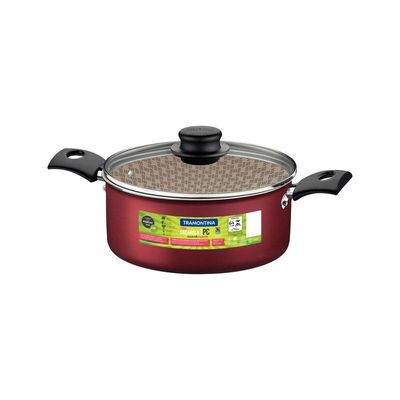 Panela Caçarola 20 cm Tramontina Antiaderente Turim Vermelha