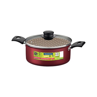 Panela Caçarola 20 cm Tramontina Antiaderente Turim Vermelha