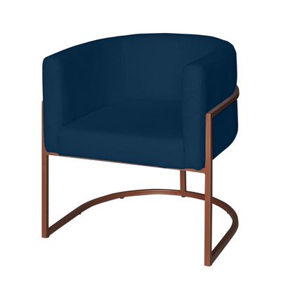 Poltrona Base Industrial Bronze Kit 2 Lety Veludo Azul Marinho