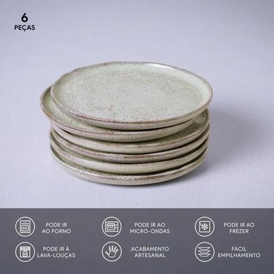 Conjunto de Pratos para Pão Porto Brasil Bio Pistache - 6 Peças
