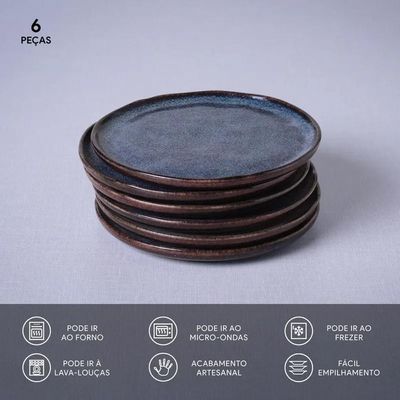 Conjunto de Pratos para Pão Porto Brasil Bio Titanium - 6 Peças