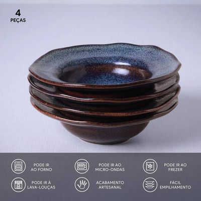 Conjunto de Pratos de Sobremesa Porto Brasil Orgânico Titanium 250ml - 4 Peças