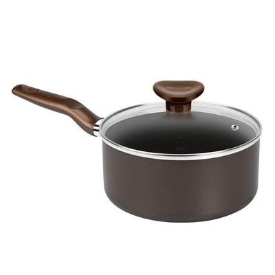 Jogo de Panelas Rochedo Expert 5 Peças Antiaderente Tampas de Vidro Chocolate