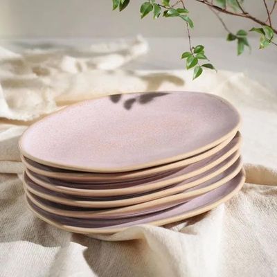 Conjunto de Pratos de Sobremesa Ovais Porto Brasil Orgânico Litchi 22,5cm - 6 peças