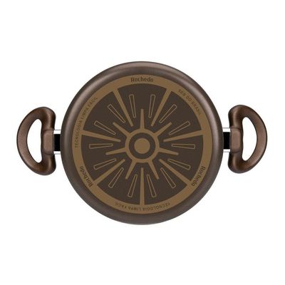 Jogo de Panelas Rochedo Expert 5 Peças Antiaderente Tampas de Vidro Chocolate