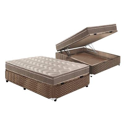 Cama Box Baú Casal: Colchão Anatômico Paropas D33 Confort Ultra Firme+Base CRC Suede Clean (138x188)