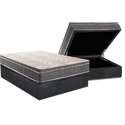Cama Box Baú Casal: Colchão Anatômico Paropas D45 Confort Mega Firme+Base CRC Suede Cinza (138x188)