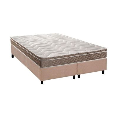 Conjunto Box King: Colchão Anatômico Paropas D33 Confort Ultra Firme+Base CRC Suede Bege (193x203)