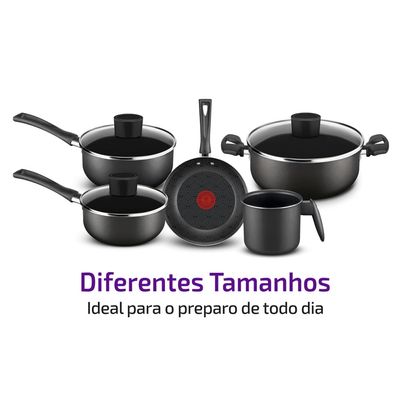Conjunto de Panelas Antiaderente Rochedo Pratic Cinza 5 Peças UNICA
