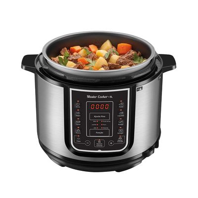 Panela de Pressão Elétrica Digital 5L Mondial 220V 900W Preto/Inox - PE-38 UNICA
