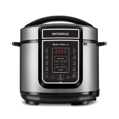 Panela de Pressão Elétrica Digital 5L Mondial 220V 900W Preto/Inox - PE-38 UNICA