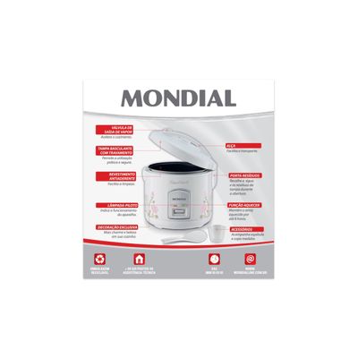 Panela Elétrica de Arroz Mondial Bianca Rice NPE-05-5X Branca 5 Xícaras - 220V UNICA