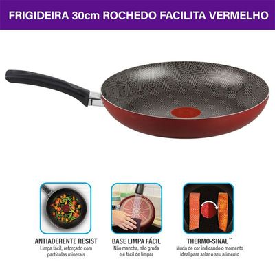 Frigideira Rochedo Facilita 30cm Vermelho Vermelho