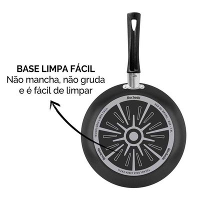 Kit de Frigideira Antiaderente Rochedo Basic C/3 PÇS 18CM 20CM E 24CM PÇS Preto