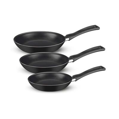 Kit de Frigideira Antiaderente Rochedo Basic C/3 PÇS 18CM 20CM E 24CM PÇS Preto