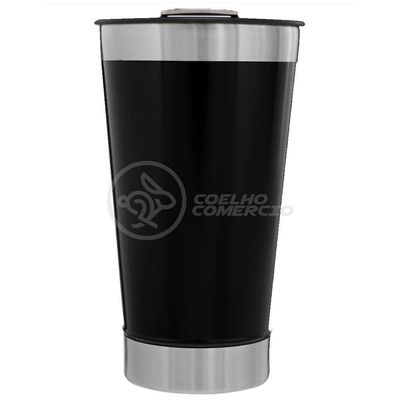 Copo Térmico Com Tampa E Abridor De Garrafa 473ml Preto.