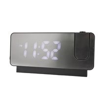 Relogio Alarme Led Espelhado Usb Com Projetor De Hora Preto