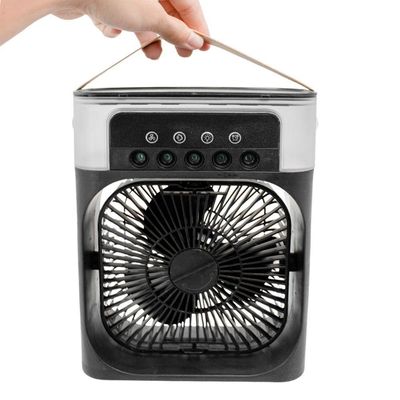 Ventilador Portátil Iluminação Umidificador Climatizador Usb De Mesa Preto