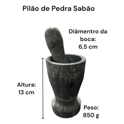 Pilão Almofariz Redondo Em Pedra Sabão