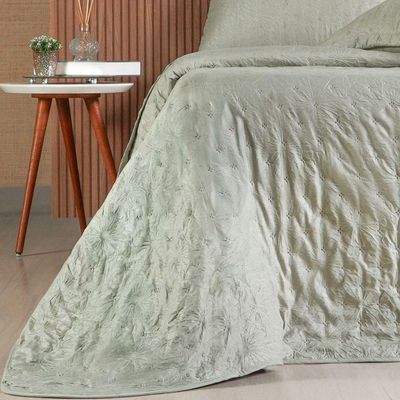 Kit Colcha Casal Sensatti 3d Embossed 220x240cm Verde Alfafa