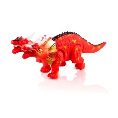 Dragão De Brinquedo 2 Cabeças Com Movimento Luzes Leds E Som Vermelho