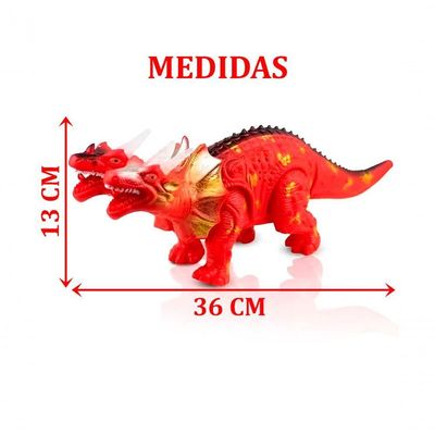 Dragão De Brinquedo 2 Cabeças Com Luzes Leds Movimento E Som Vermelho