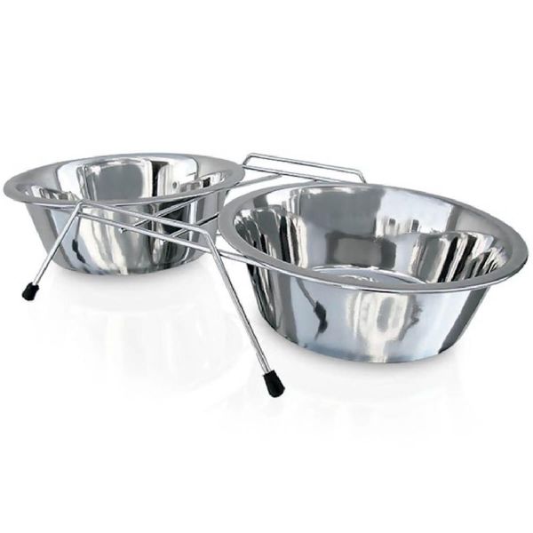 Comedouro Duplo Inox 960ml - 30116 - Chalesco Comedouro Duplo Inox 0,96 Litros - 30116 - Chalesco