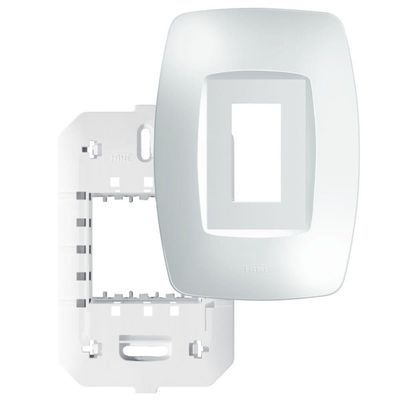 Placa 4"" X 2"" Com Suporte 2 Módulos Horizontais Elegance - 2839 - Fame Placa 4x2 C-suporte 2