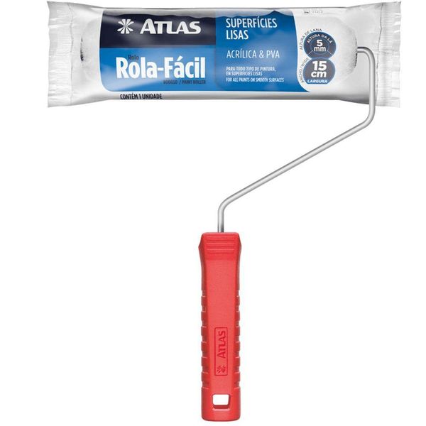 Rolo Rola Facil 15cm Alta Manta 5mm - 715-5 - Pinceis Atlas Rolo Rola Facil 15cm 5mm Atlas .715-5