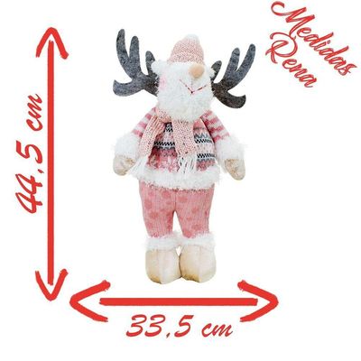 Boneco Natal Rena Rosa Natalina Tecido 44,5cm