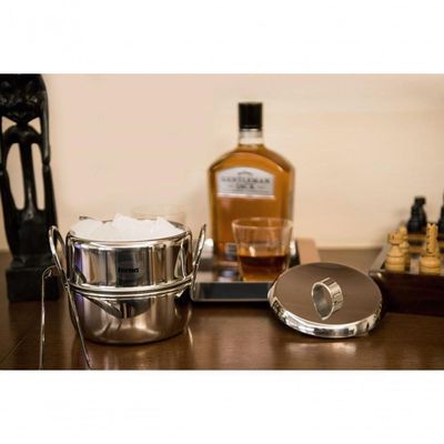 Kit 4 Baldes De Gelo Inox Térmico Com Pegador De Gelo Tampa