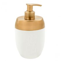 Dispenser Porta Sabonete Líquido Alcool Gel Acquaset Branco Dourado Banheiro Lavabo Casa Organização