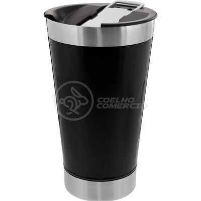 Copo Térmico Com Tampa E Abridor De Garrafa 473ml Preto