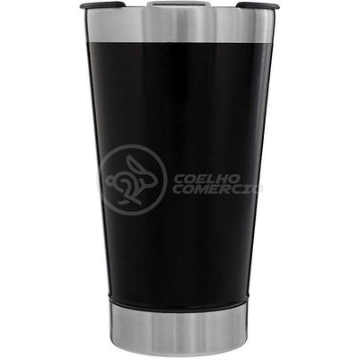 Copo Térmico Com Tampa E Abridor De Garrafa 473ml Preto