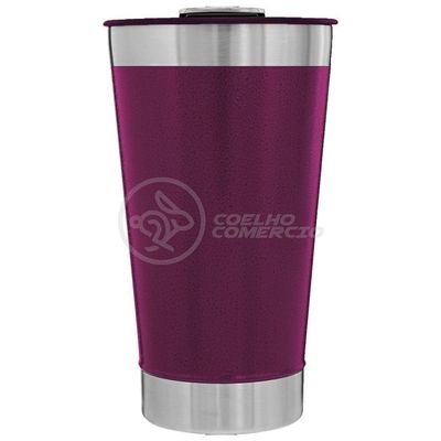 Copo Térmico Com Tampa E Abridor De Garrafa 473ml Roxo