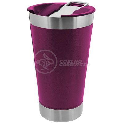 Copo Térmico Com Tampa E Abridor De Garrafa 473ml Roxo
