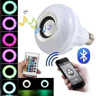Lampada Musical De Led Bulbo Bluetooth Com Controle Remoto