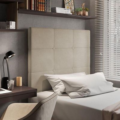 Cabeceira Cama Box Solteiro 90cm Suede Bege