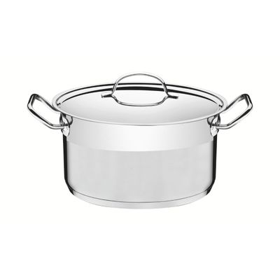 Caçarola Funda Tramontina Professional Aço Inox 6,1L com Tampa Plana e Fundo Triplo 24cm