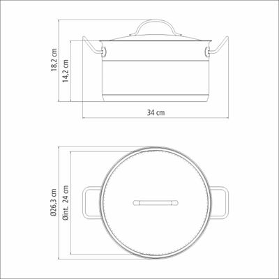 Caçarola Funda Tramontina Professional Aço Inox 6,1L com Tampa Plana e Fundo Triplo 24cm