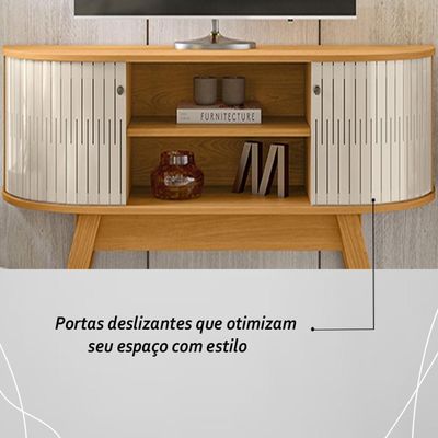 Rack Bancada 2 Portas Para Tv De 55 Polegadas Atlanta - Cinamomo Off White