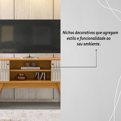 Rack Bancada 2 Portas Para Tv De 55 Polegadas Atlanta - Cinamomo Off White